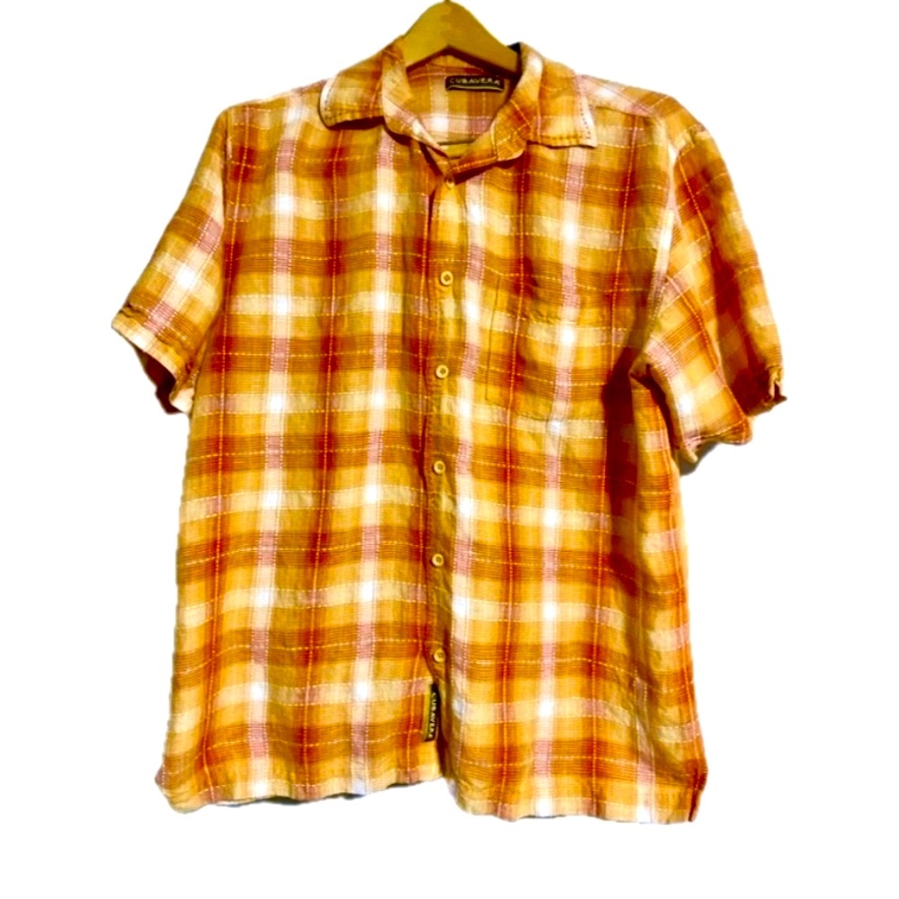 Cubavera Orange and White Casual Button Down Shirt